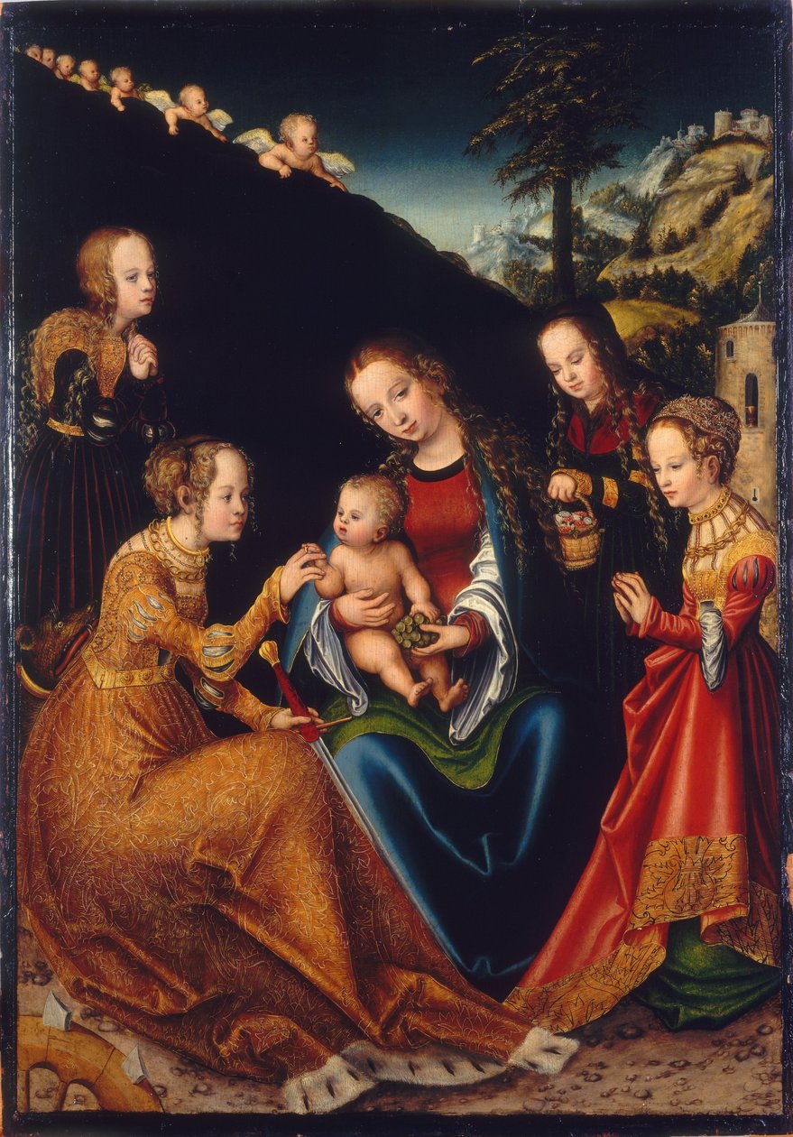 Katarinas ægteskab af Lucas Cranach the Elder