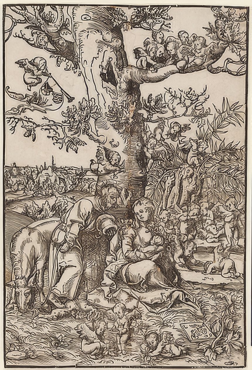 Hvil på flugt af Lucas Cranach the Elder
