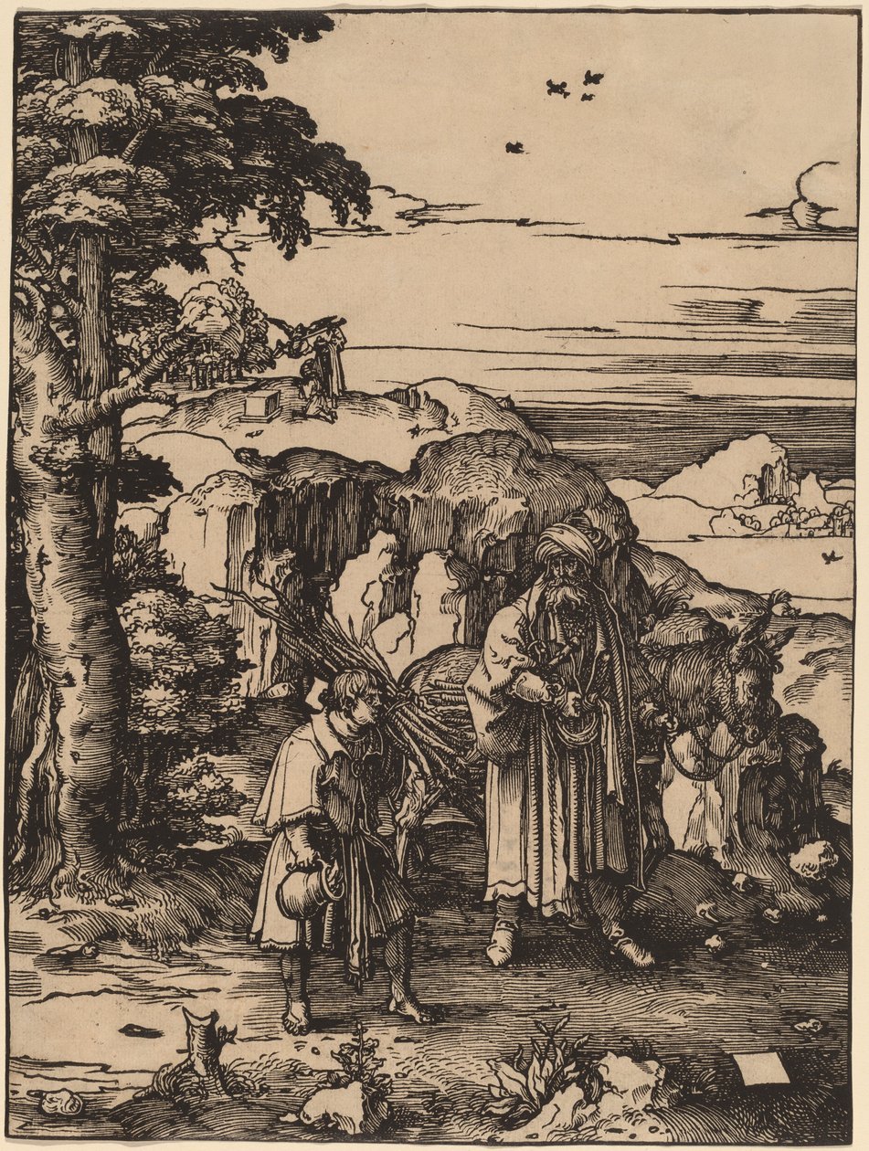 Abraham går for at ofre Isak af Lucas van Leyden
