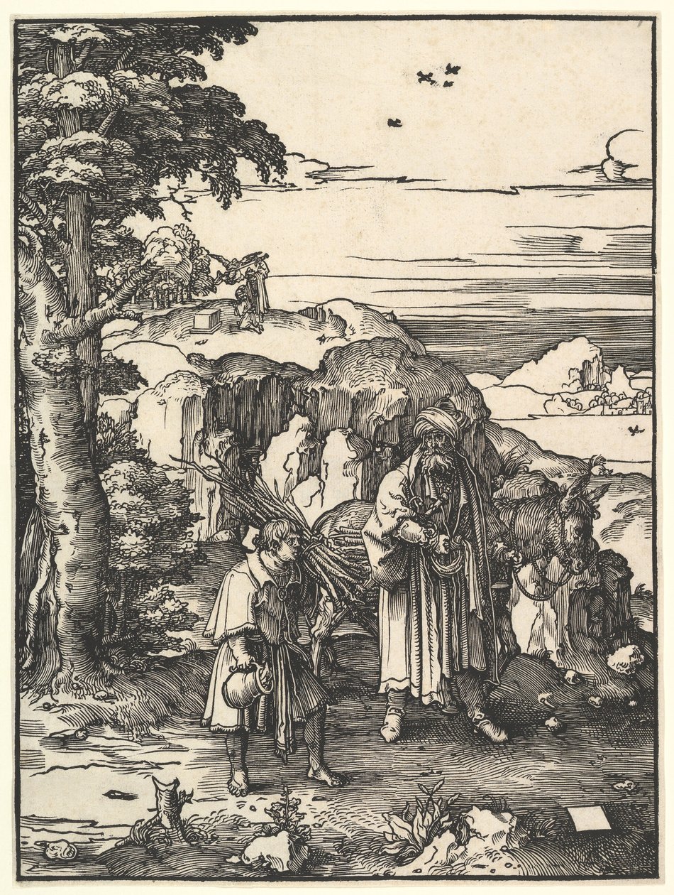 Abraham går for at ofre Isak, 1517-19. af Lucas van Leyden