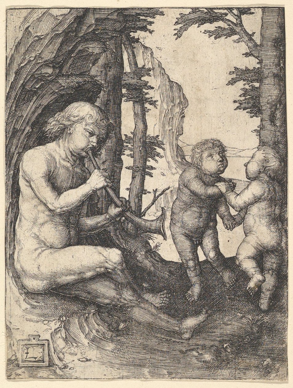 Dreng med trompet, ca. 1507. af Lucas van Leyden