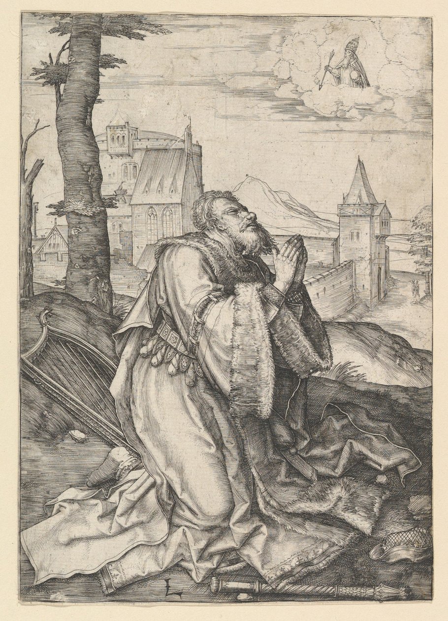 David Praying, ca. 1507. af Lucas van Leyden