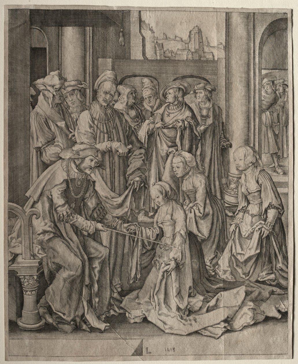Esther før Ahasverus, 1518. af Lucas van Leyden