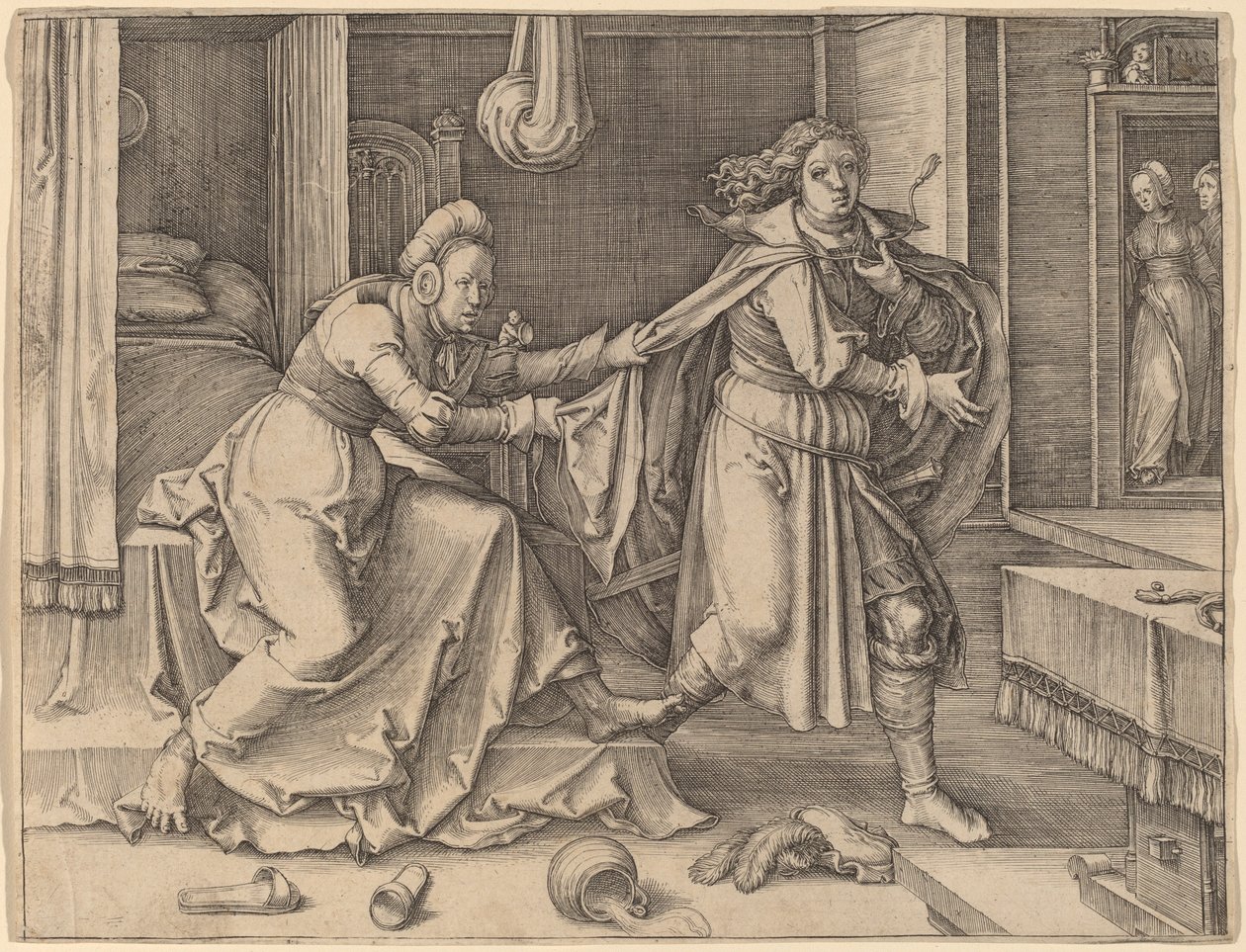 Joseph undslipper Potifars kone af Lucas van Leyden