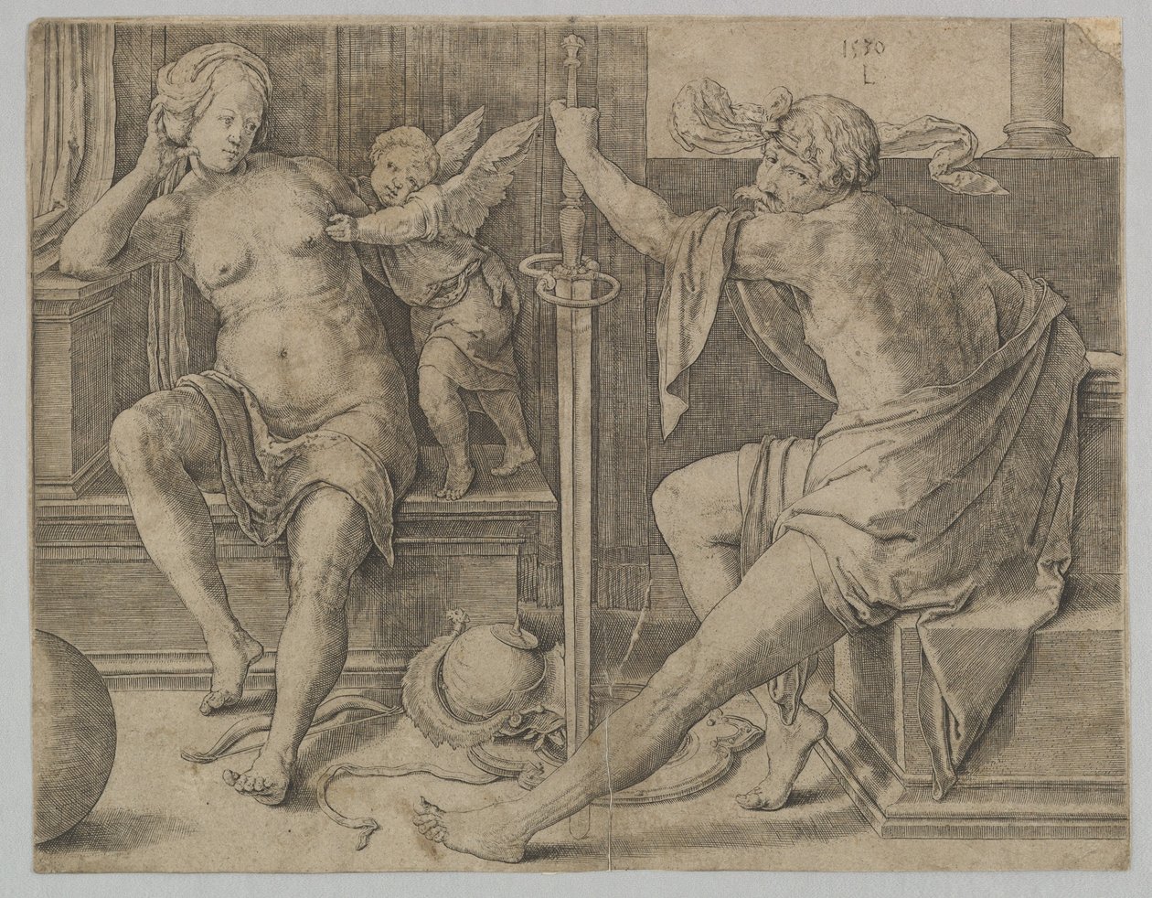 Mars, Venus og Amor, 1530. af Lucas van Leyden
