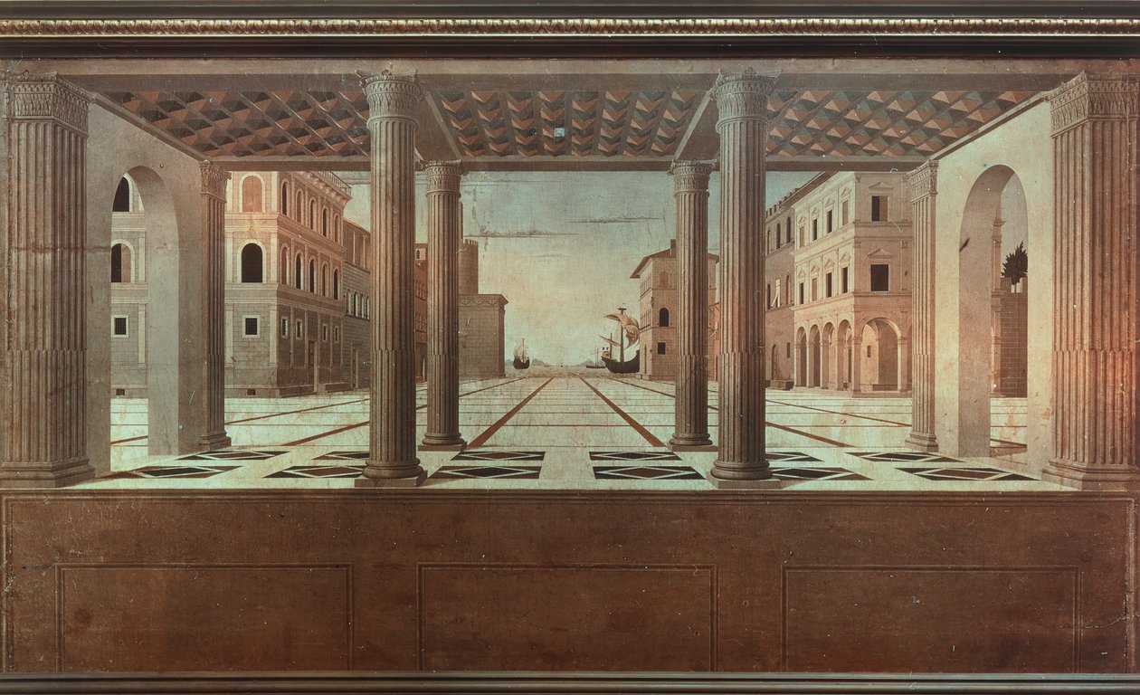 Ideel udsigt af Luciano Laurana (1420-1479). af Luciano Laurana