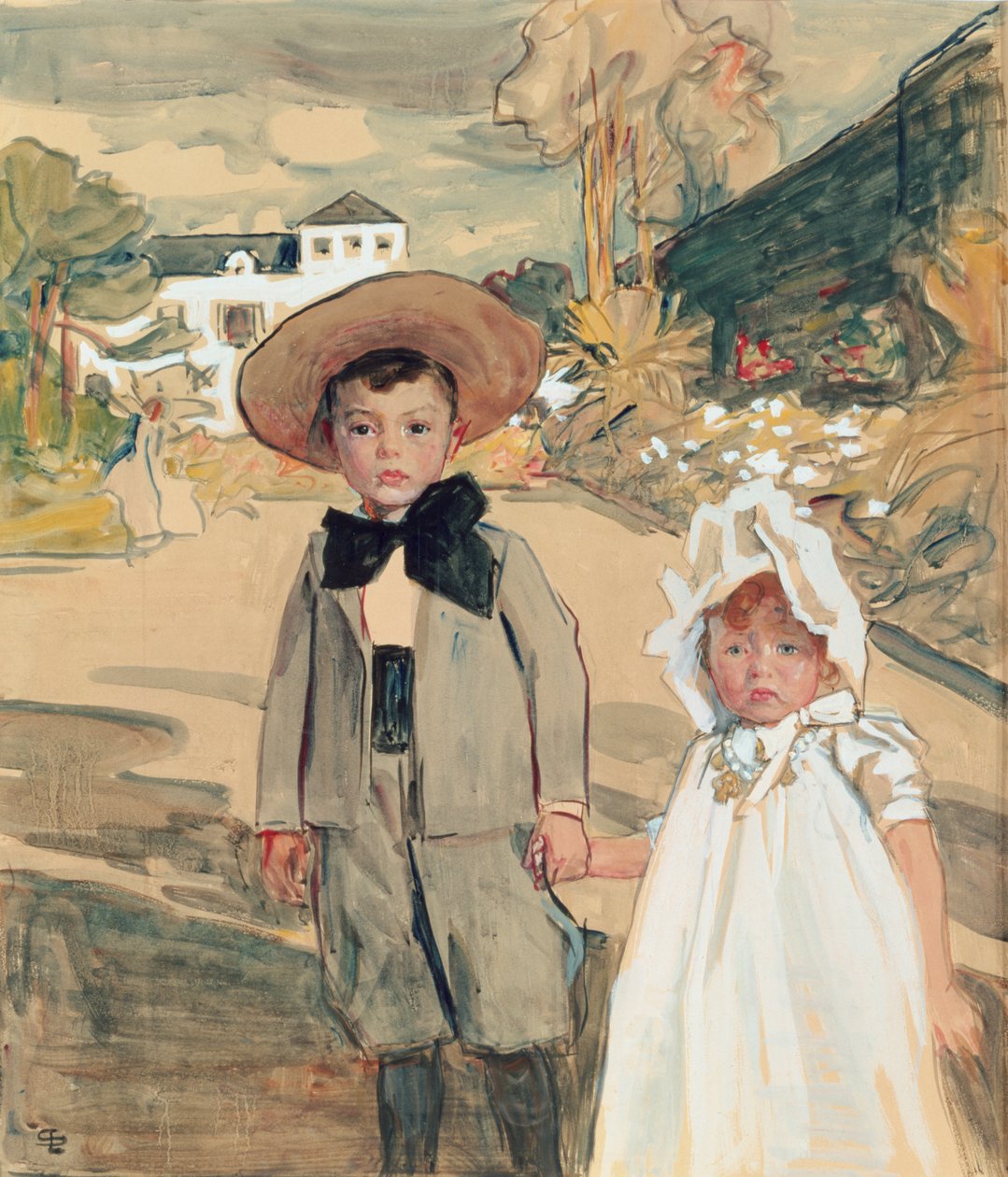 The Artists Children, ca. 1895 (pen & blæk og wc på papir) af Lucien Simon