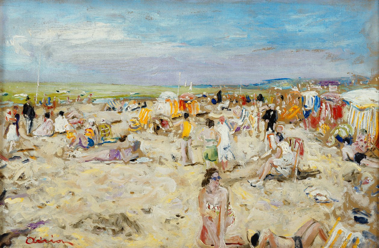 På stranden; Sur la Plage af Lucien Adrion
