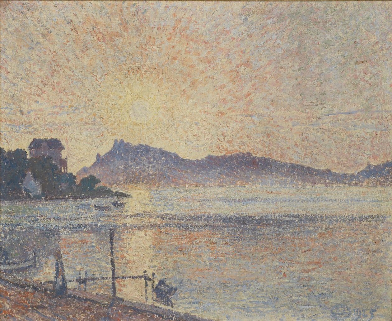 La Pointe de Cougoussa, solnedgang, 1925 af Lucien Pissarro