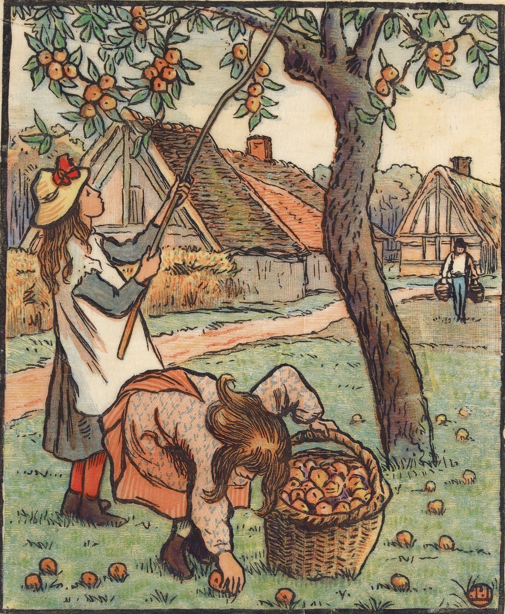 Æblehøsten, 1889 af Lucien Pissarro