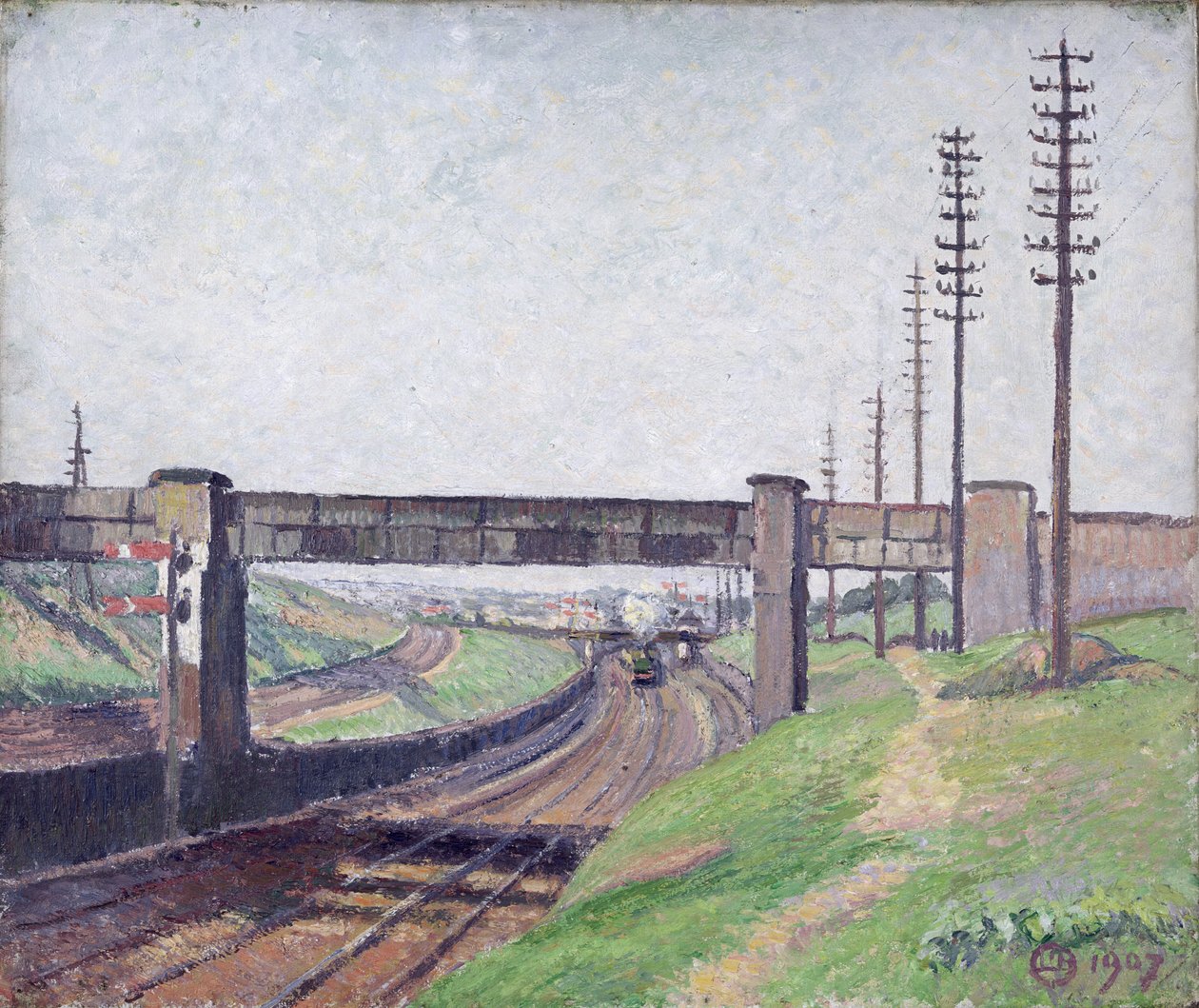 Wells Farm Railway Bridge, Acton af Lucien Pissarro