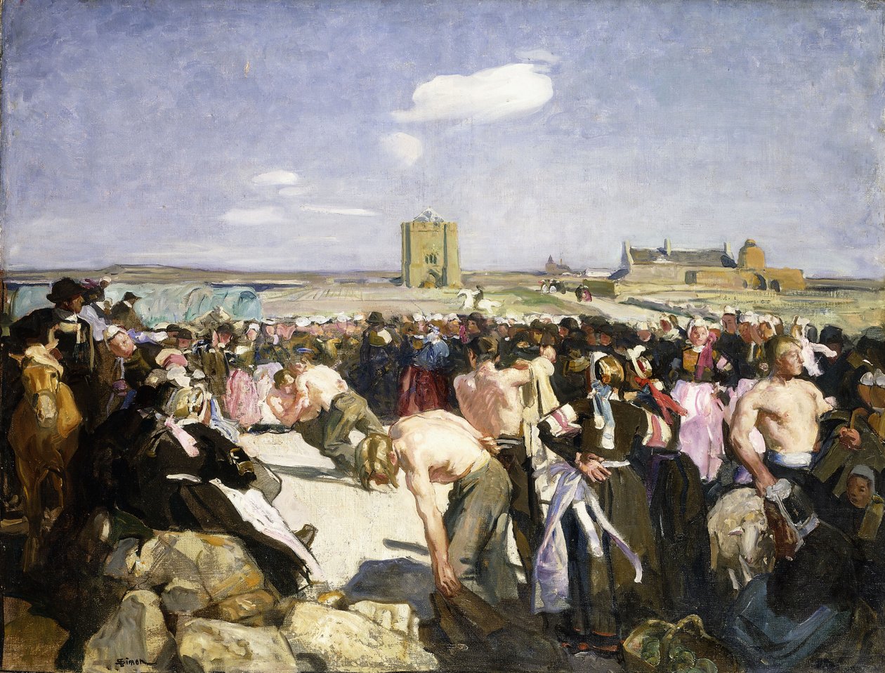 En brydekamp, af Lucien Simon