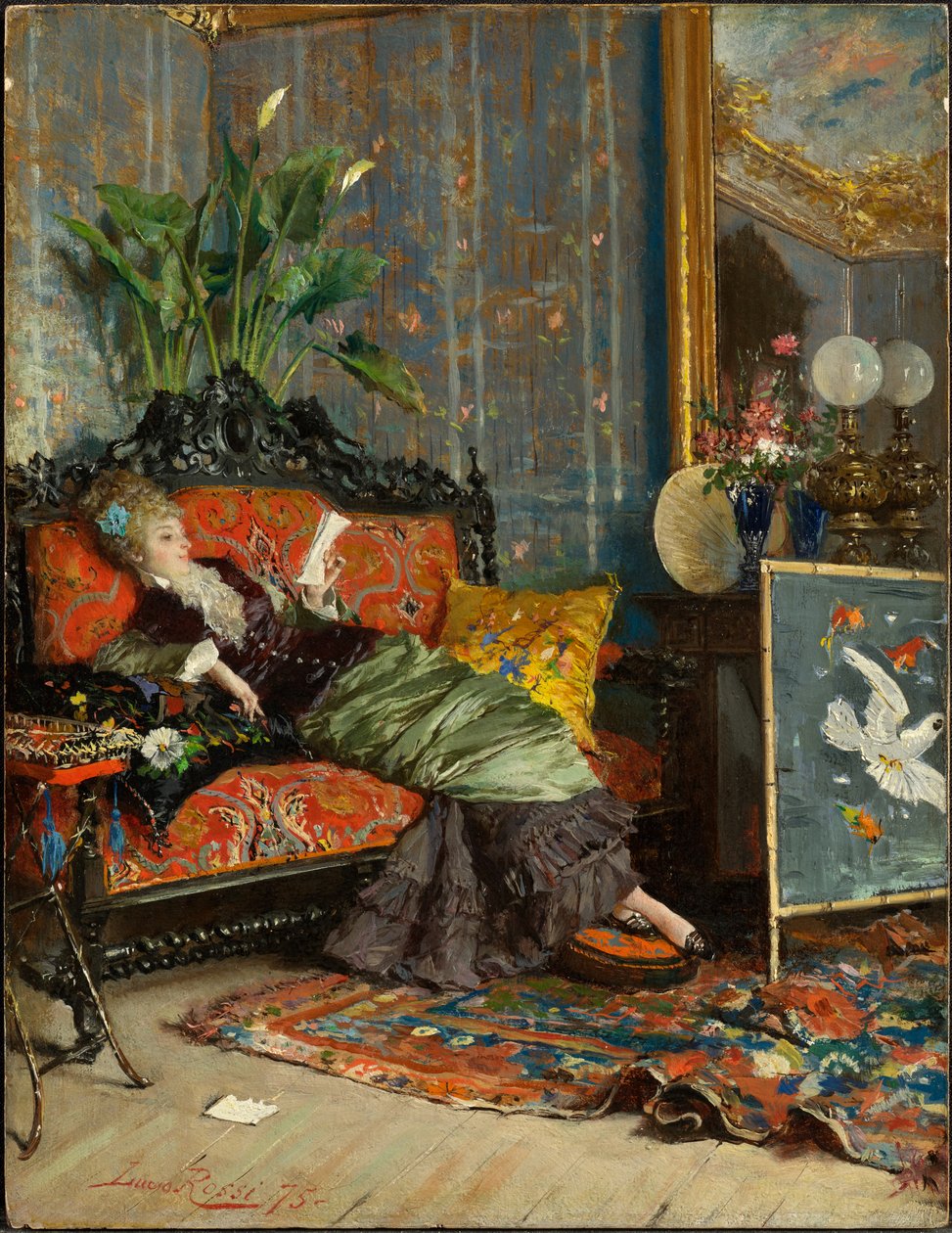 Ung kvinde læser, 1875 af Lucius Rossi
