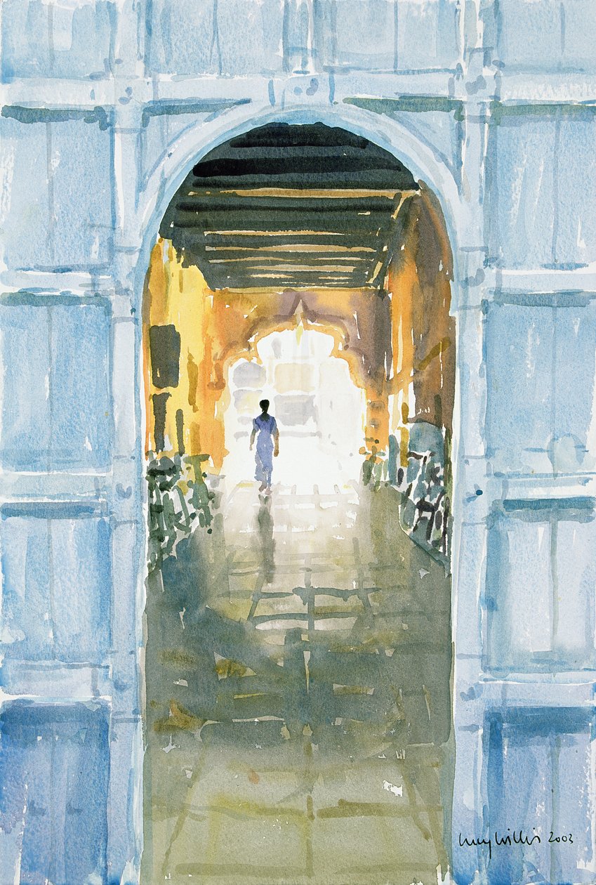 Walking Towards the Light, Cochin, 2002 (wc på papir) af Lucy Willis
