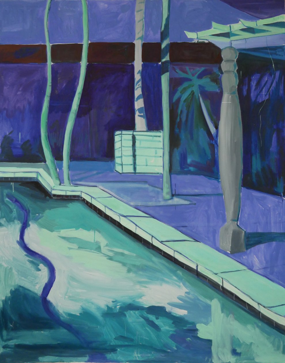 Blue Court, 2021 (olie på lærred) af Lucy Smallbone