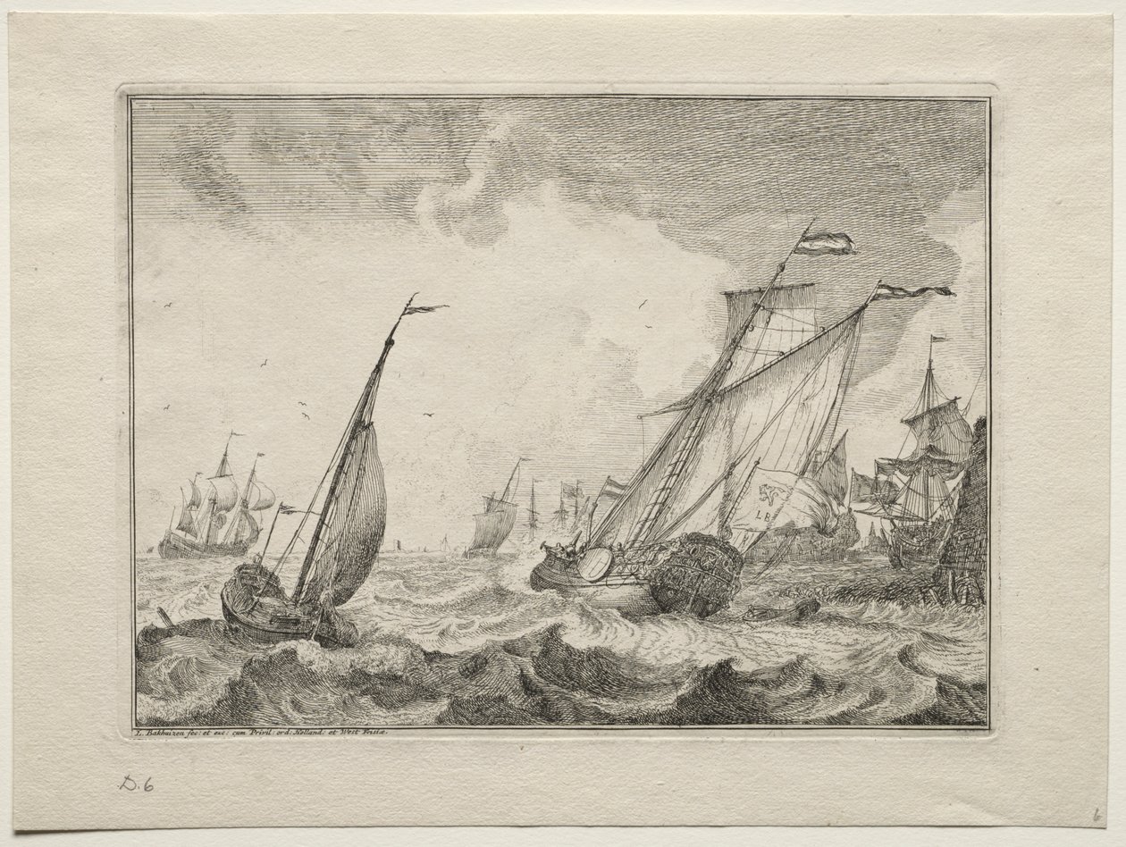 Skibe i kuling, 1701. af Ludolf Backhuysen