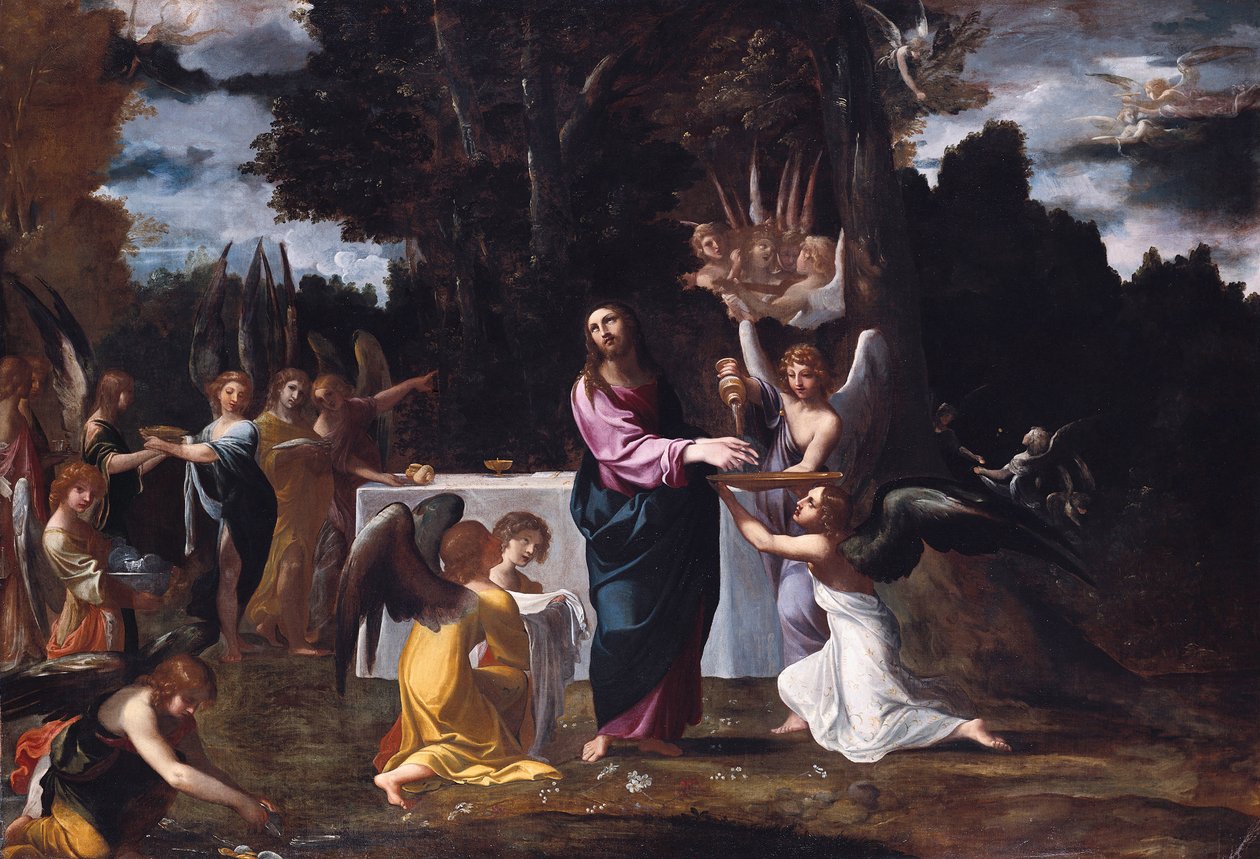 Kristus i ørkenen, betjent af engle af Ludovico Carracci