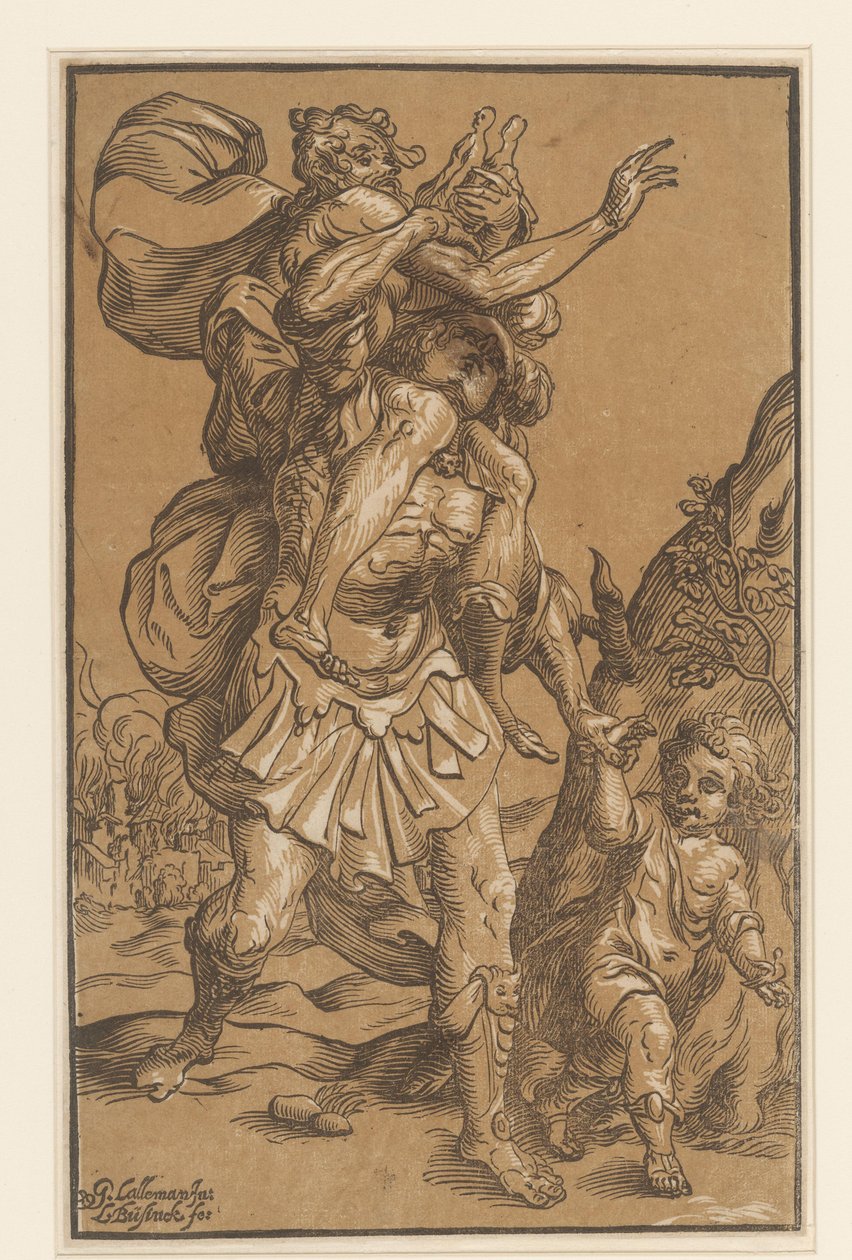 Aeneas bærer sin far fra Troja af Ludwig Businck