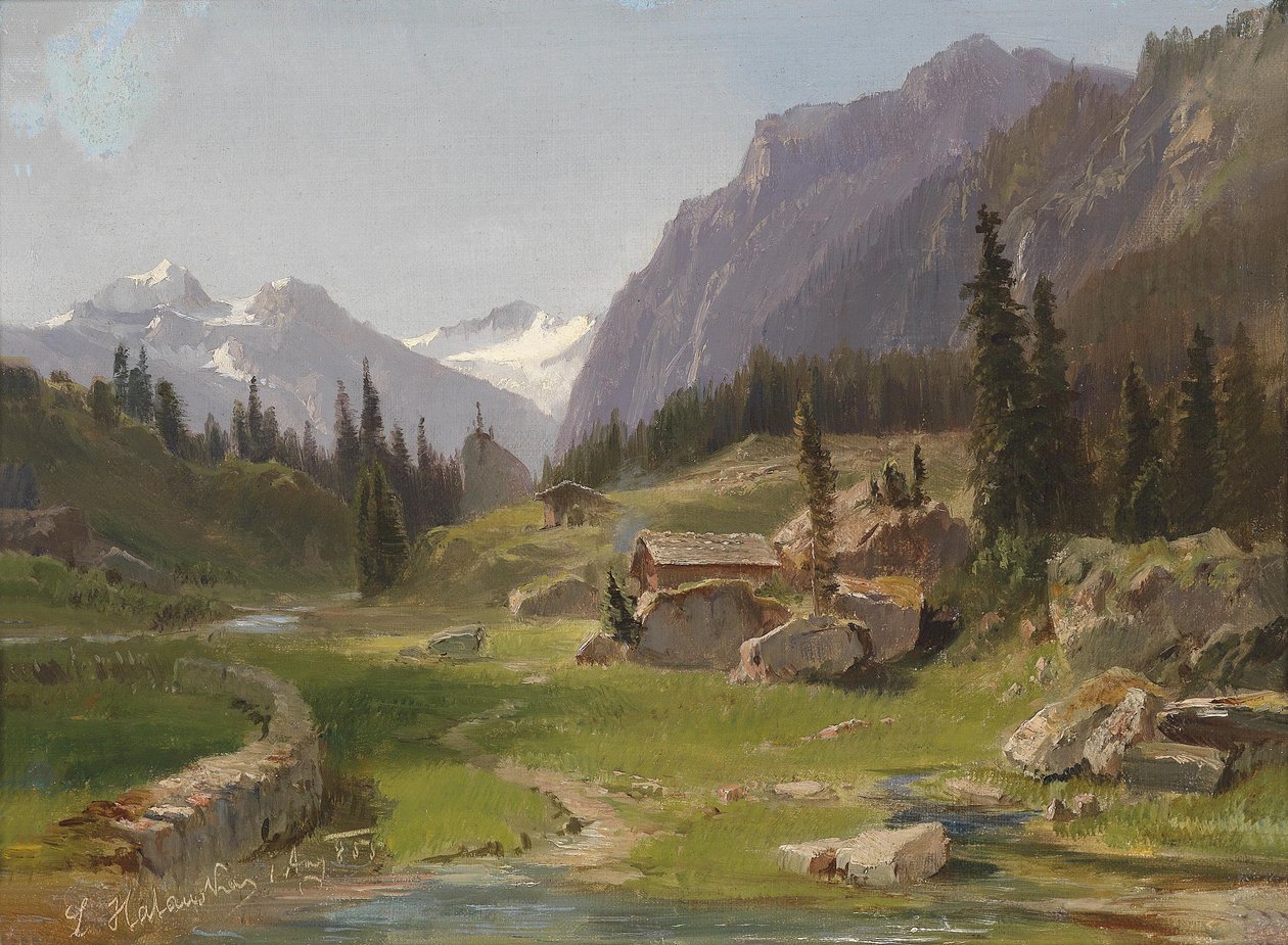 Idyllisk bjerglandskab af Ludwig Halauska