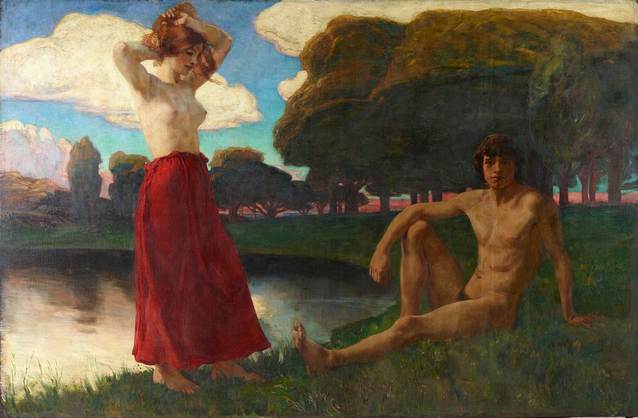 Idyll, 1894-1895. af Ludwig von Hofmann
