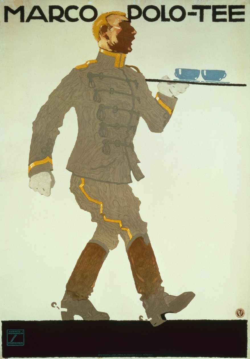 Marco Polo Tee, ca. 1914 (farve litho) af Ludwig Hohlwein