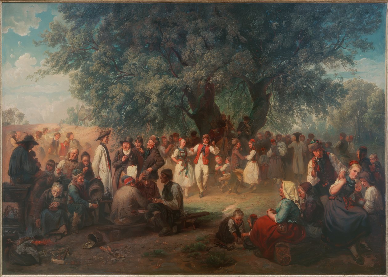 Landsbydans under lindetræet af Ludwig Knaus