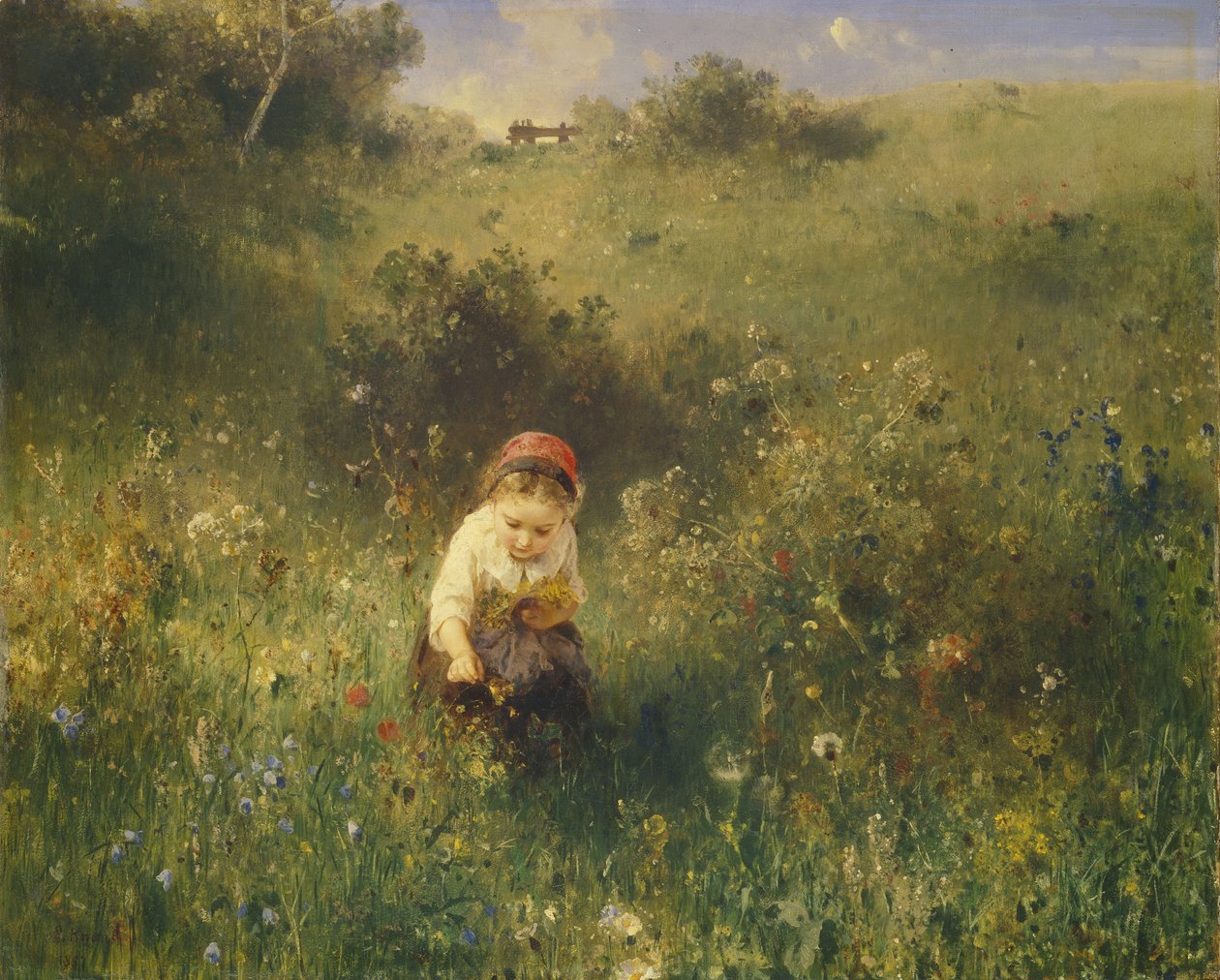 Pige på en mark, 1857. af Ludwig Knaus