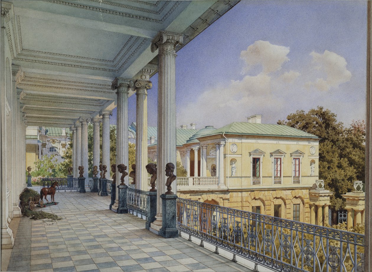 Cameron Gallery i Tsarskoye Selo, 1859 af Ludwig Premazzi