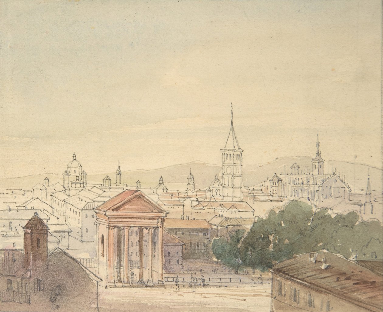 Udsigt over Milano, 1820-84. af Ludwig Richter