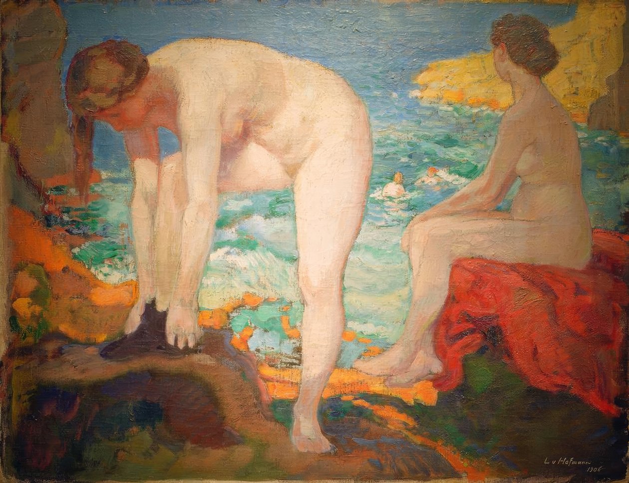 L. v. Hofmann, badegæster ved havet. af Ludwig von Hofmann