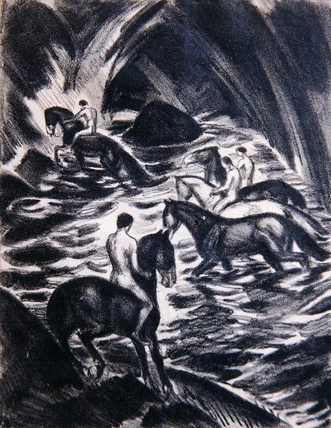 Unge rider (litho) af Ludwig von Hofmann