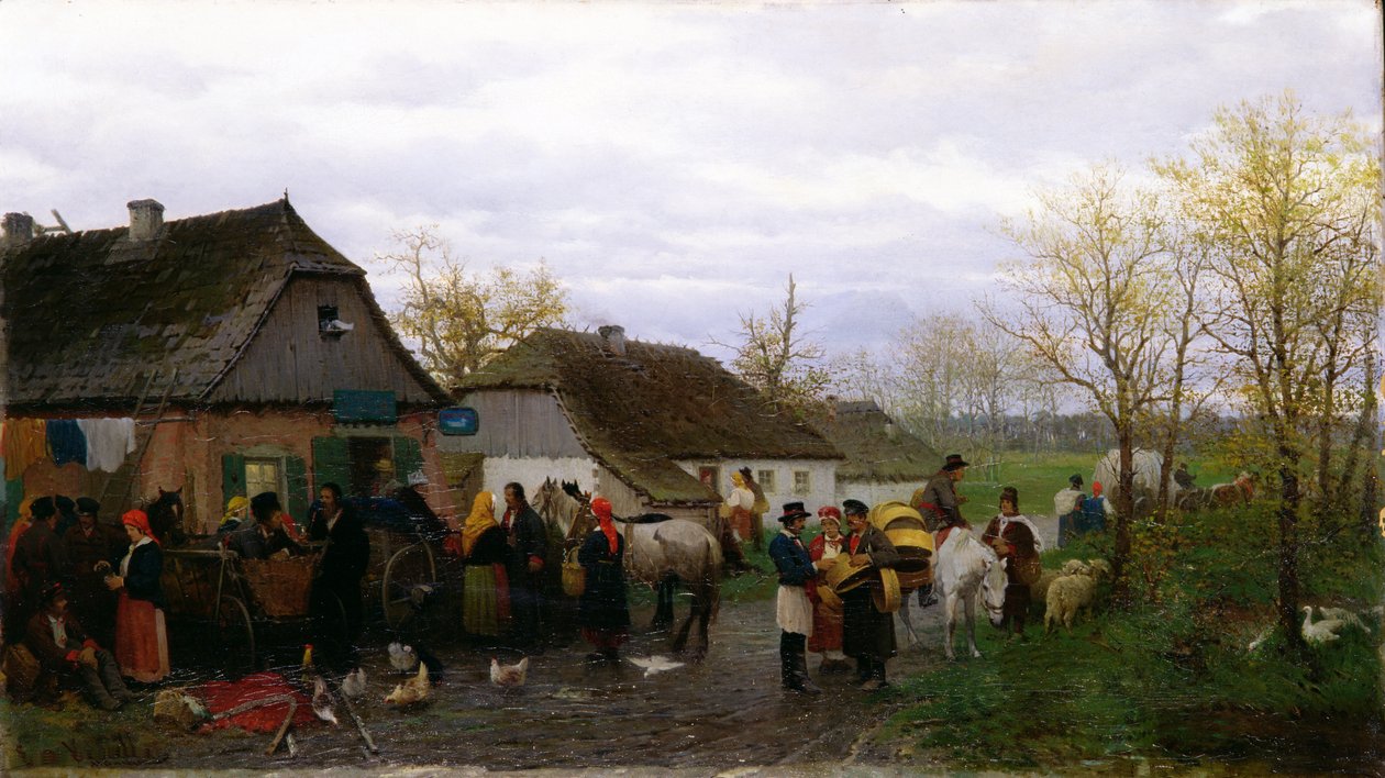 I en lille by, c.1880 af Ludwik Kurella