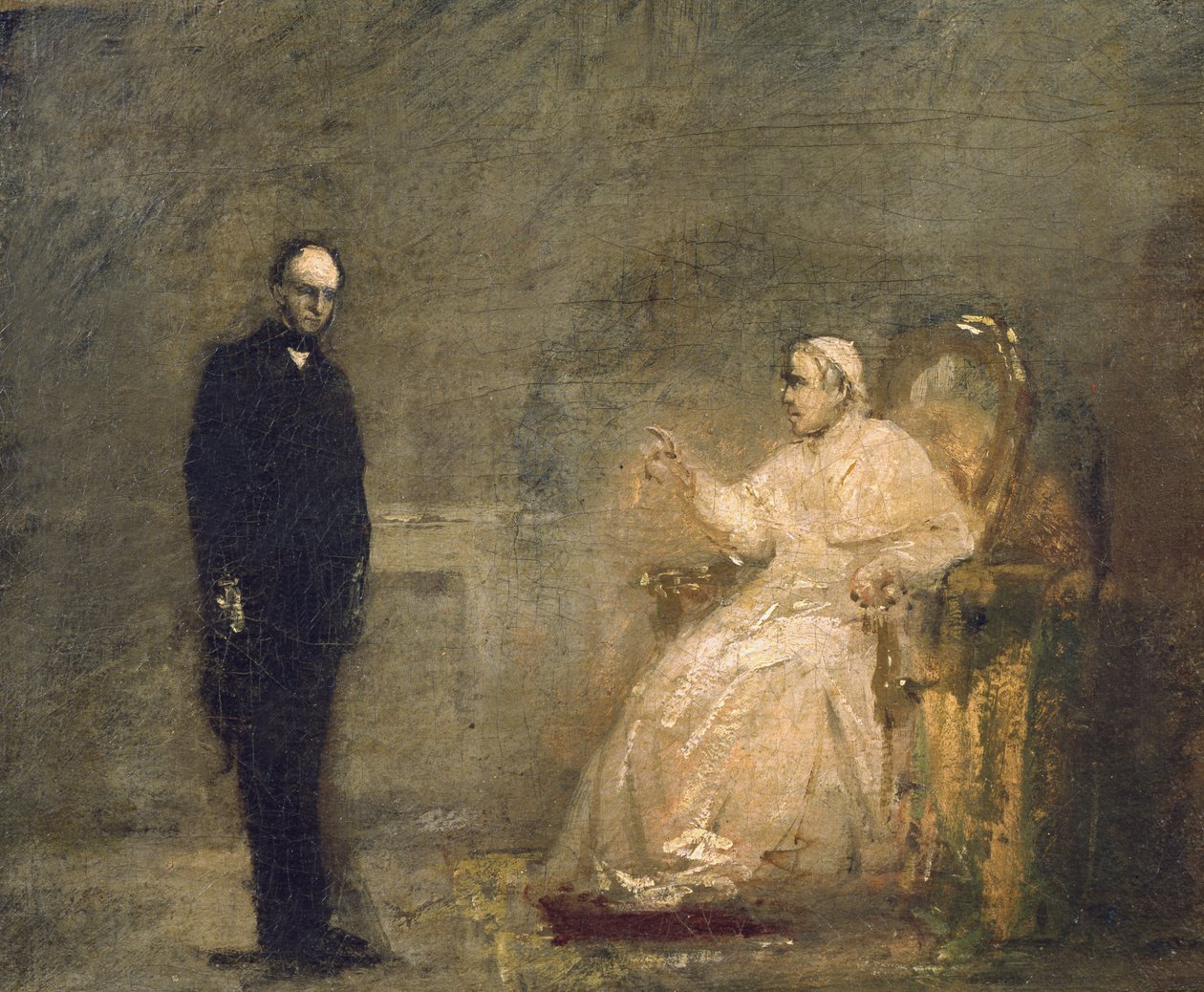 Pave Pius IX og en repræsentant for Risorgimento af Luigi Galli