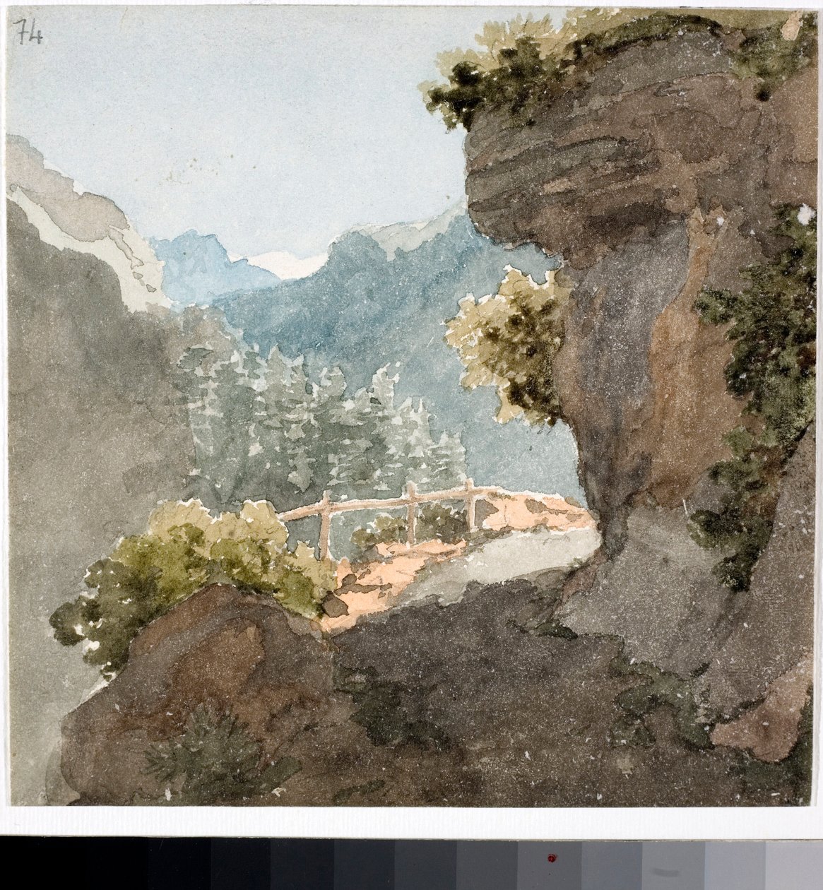 Udsigt over bjergstien (akvarel, ca 1820) af Luigi Garibbo