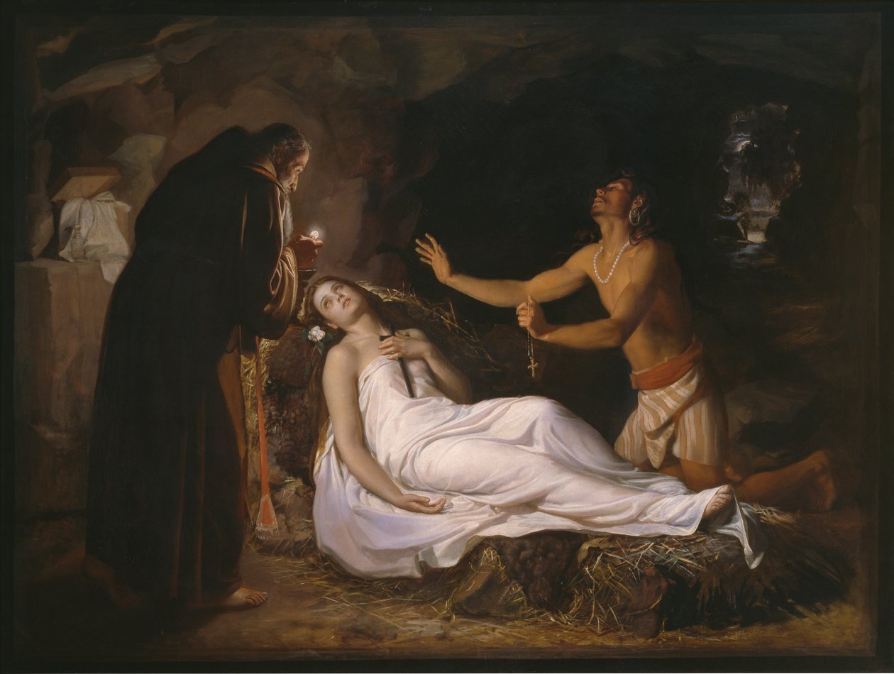 De sidste øjeblikke af Atala, 1871 af Luis Monroy