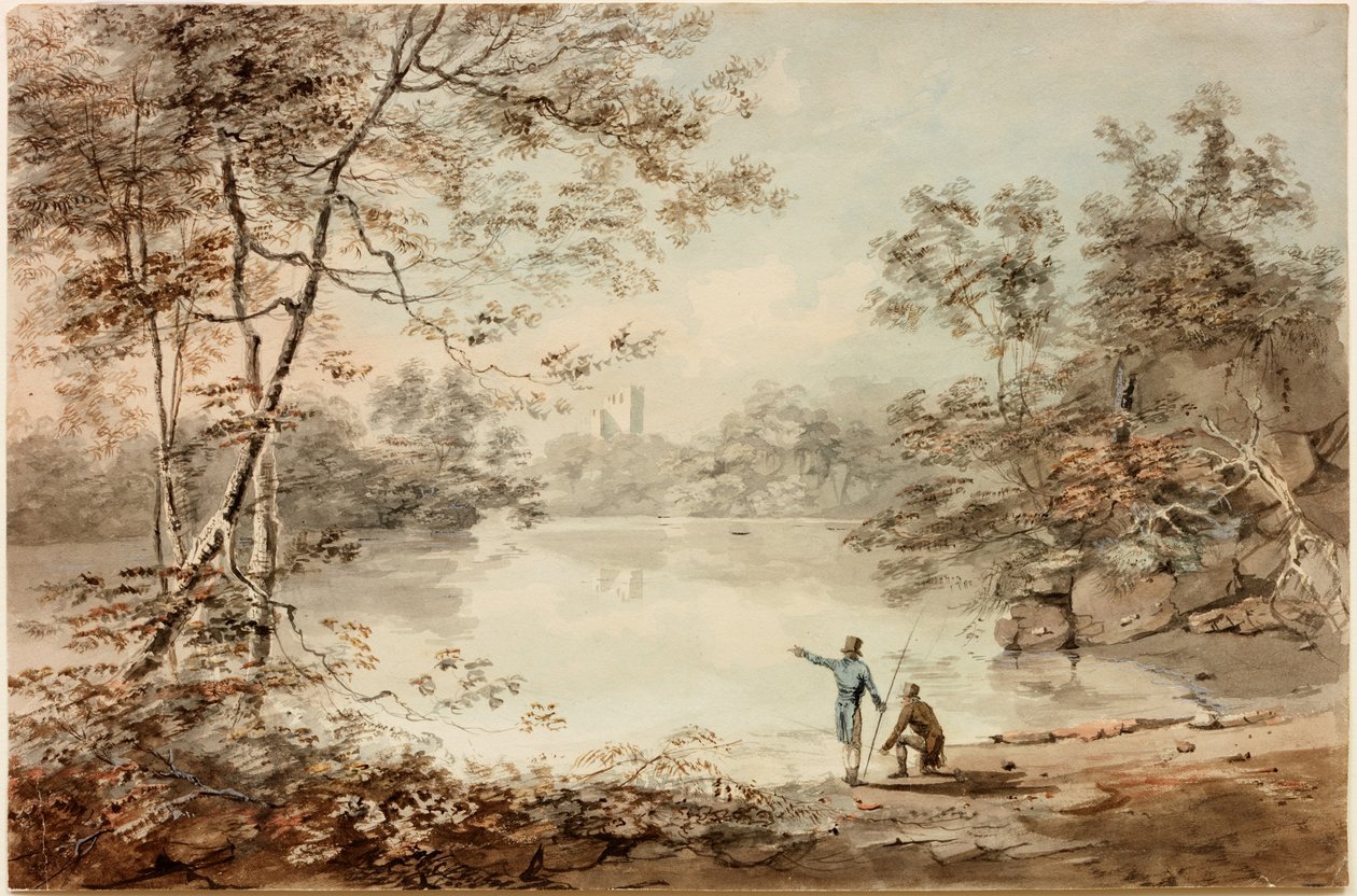 Anglers on the Tyne at Bywell (kropsfarve) af Luke Clennell