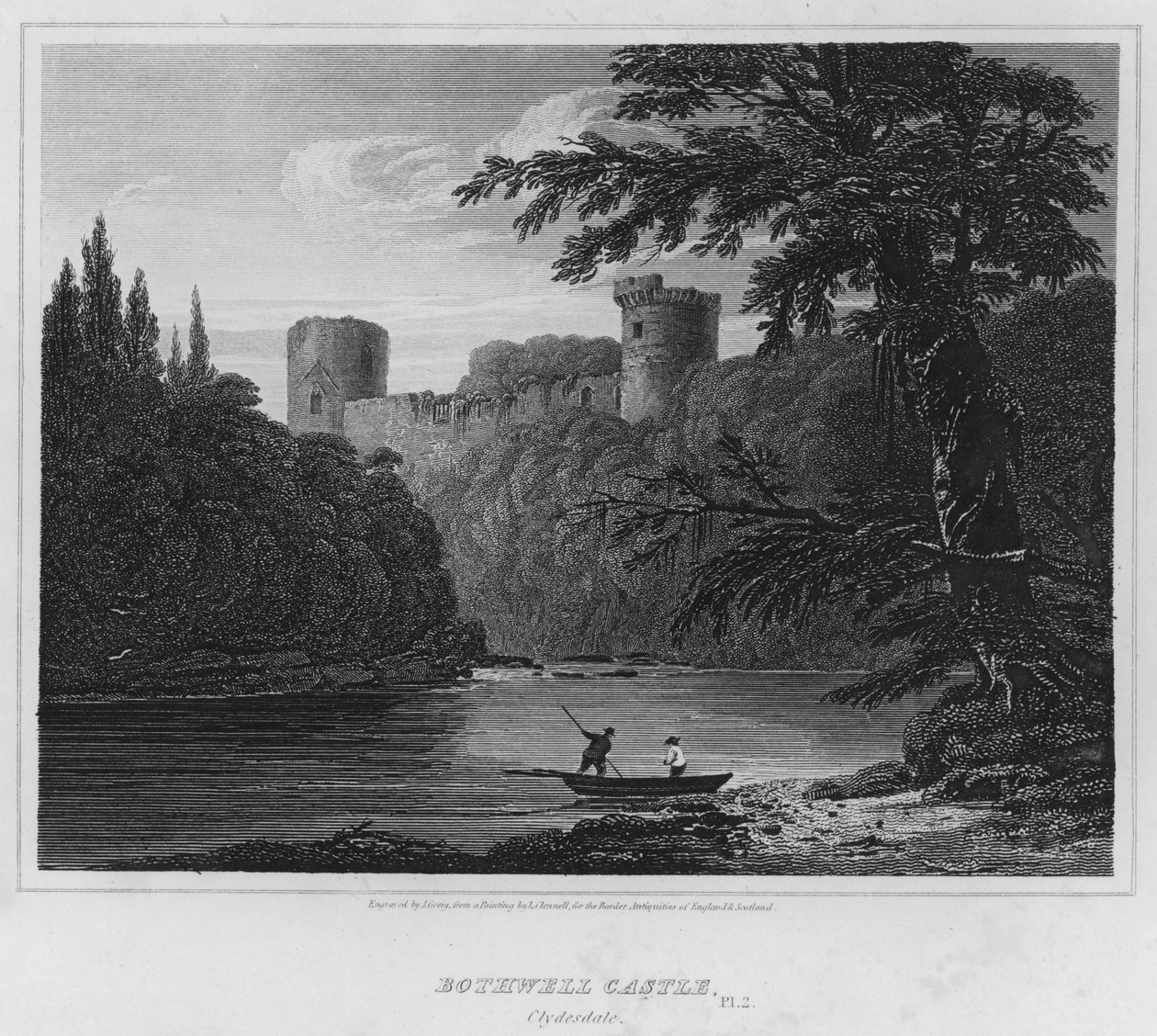 Bothwell Castle, Clydesdale (gravering) af Luke (after) Clennell