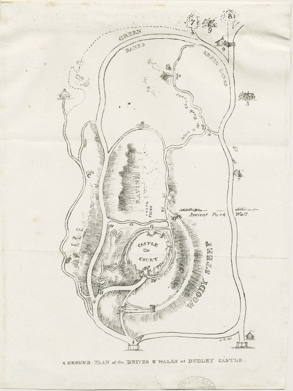 Dudley Castle: litografi, nd [c 1825] af Luke Booker