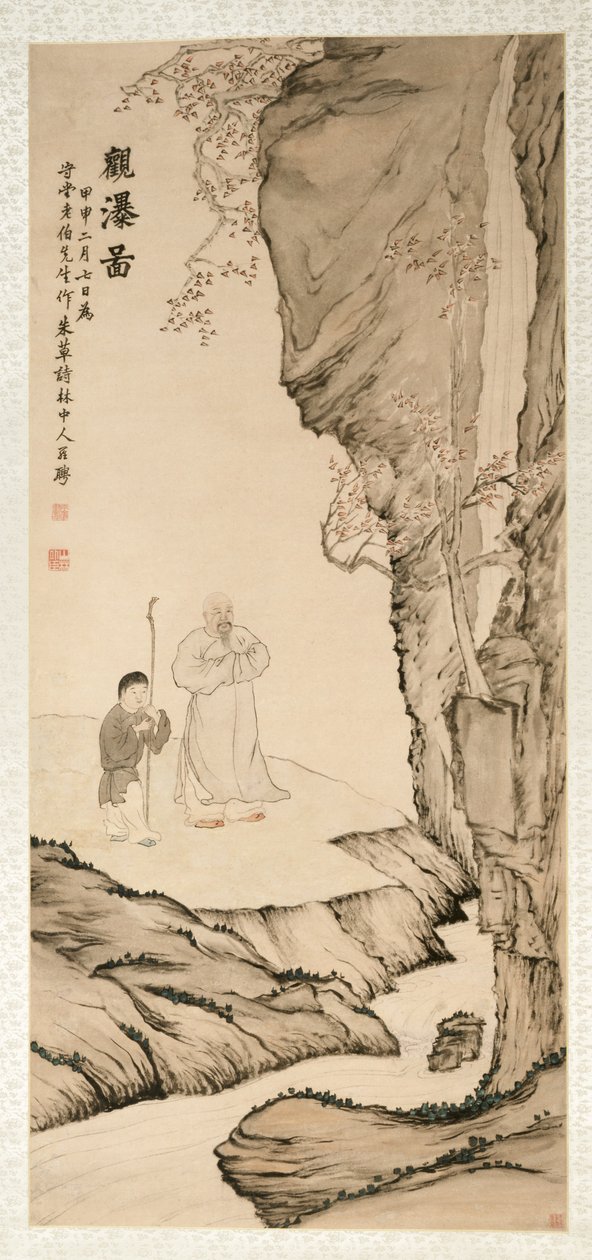 Forsker ser på vandfaldet, 1764. af Luo Ping