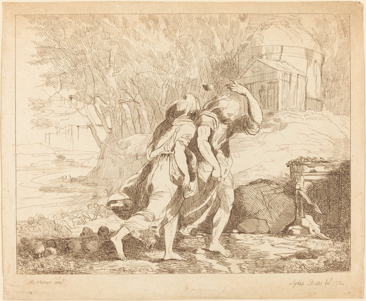 To flygtende figurer (Atlanta og Hippomenes?) af Lydia Bates