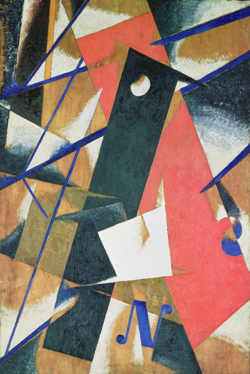 Spatial Force Construction, 1921 (olie på finer med bronzepulver) af Lyubov Sergeevna Popova