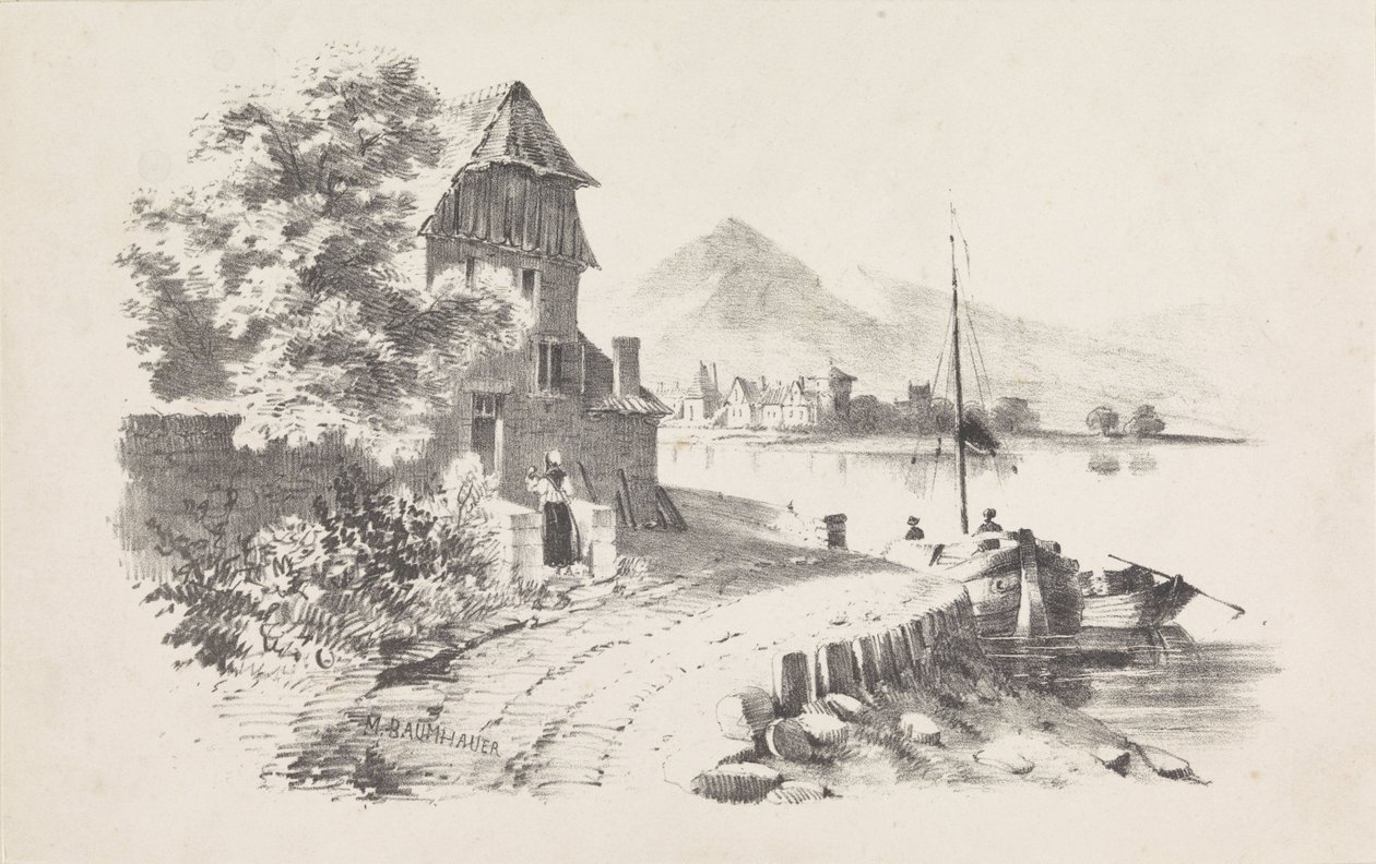 Landevej langs en sø af M. Baumhauer