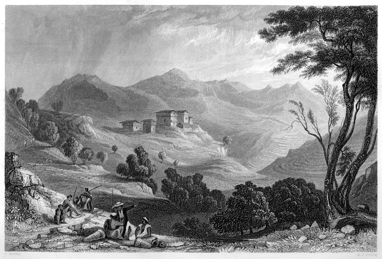 Landsbyen Naree, Indien, c1860. af M. J. Starling