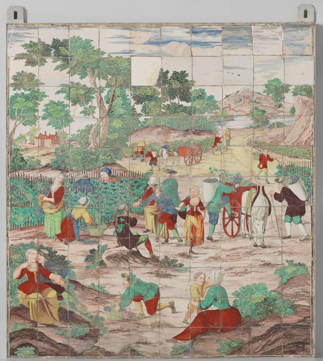 Flisepanel med druehøsten af M. van Kuyk