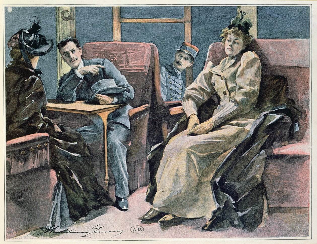 Scene i et tog, af Madeleine Lemaire