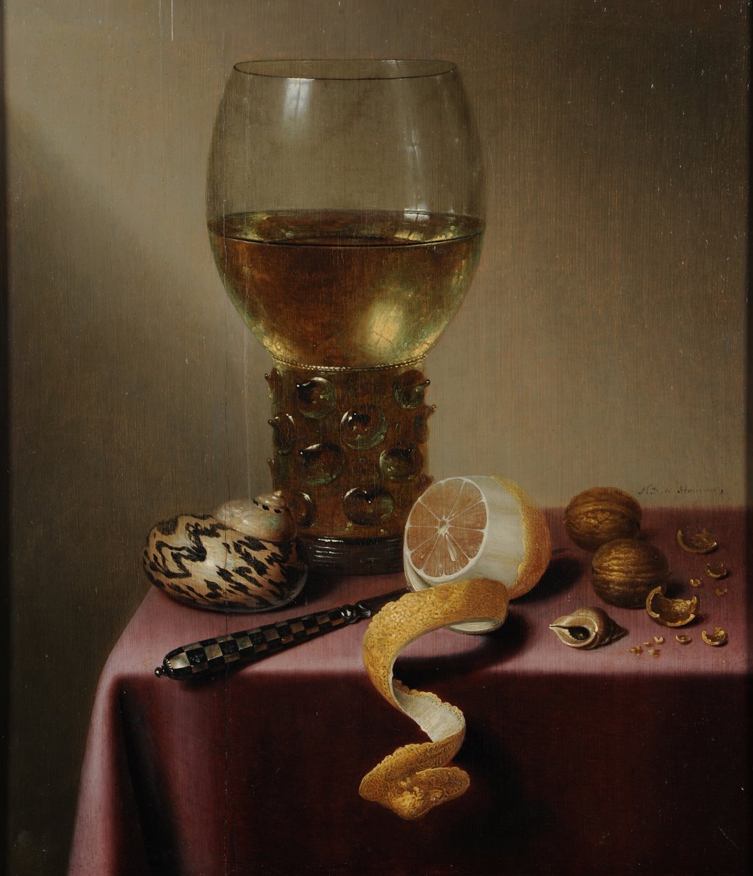 Stilleben med citron af Maerten Boelema de Stomme