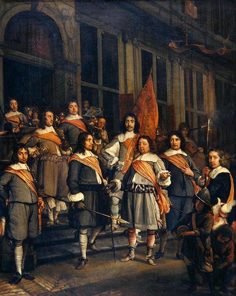 Et selskab af Haag Arquebusiers af Maerten Lengele