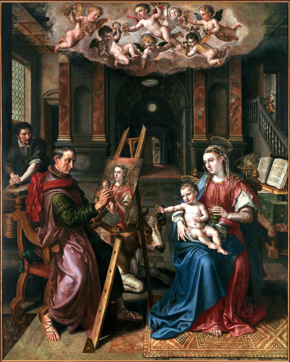 Sankt Lukas tegner jomfruen, 1602. af Maerten Vos de