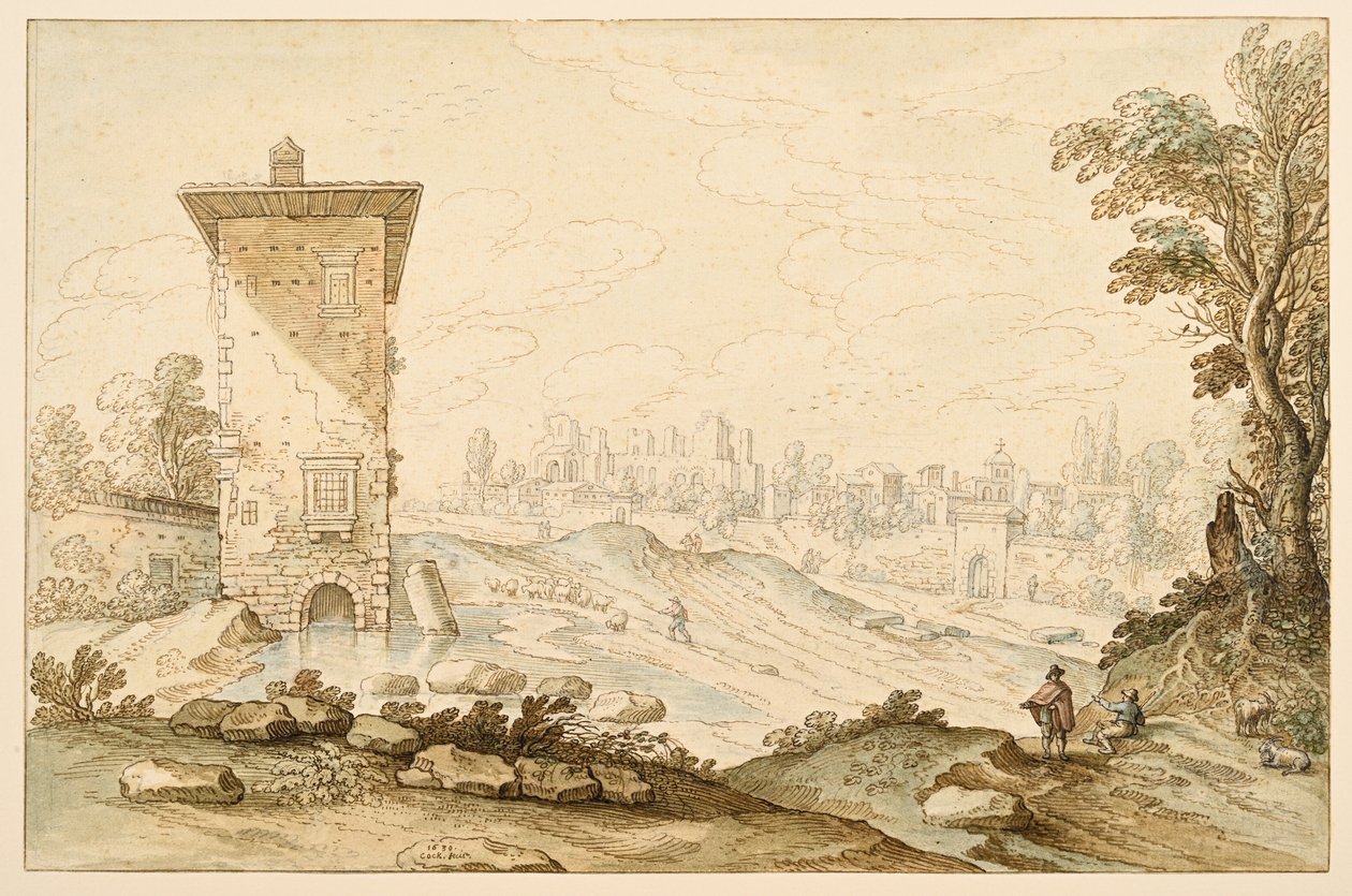 romersk landskab af Maerten de Cock