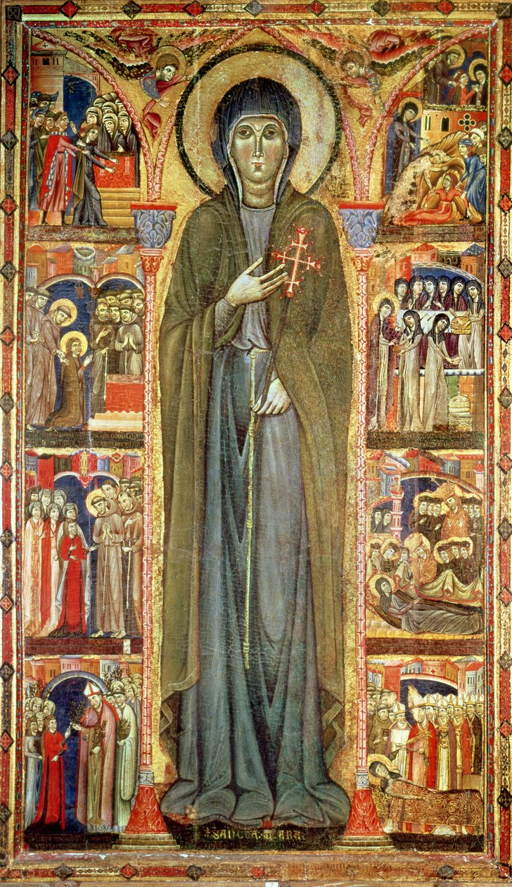 St. Clare med scener fra hendes liv (tempera på panel) af Maestro di Santa Chiara